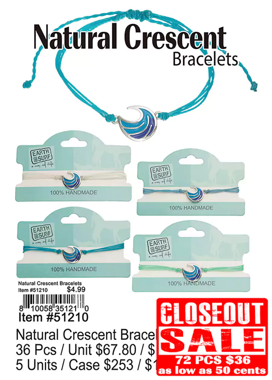 Natural Crescent Bracelets - Closeout 72 Pcs.